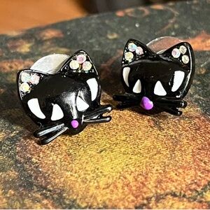 Black Cat Stud Earrings